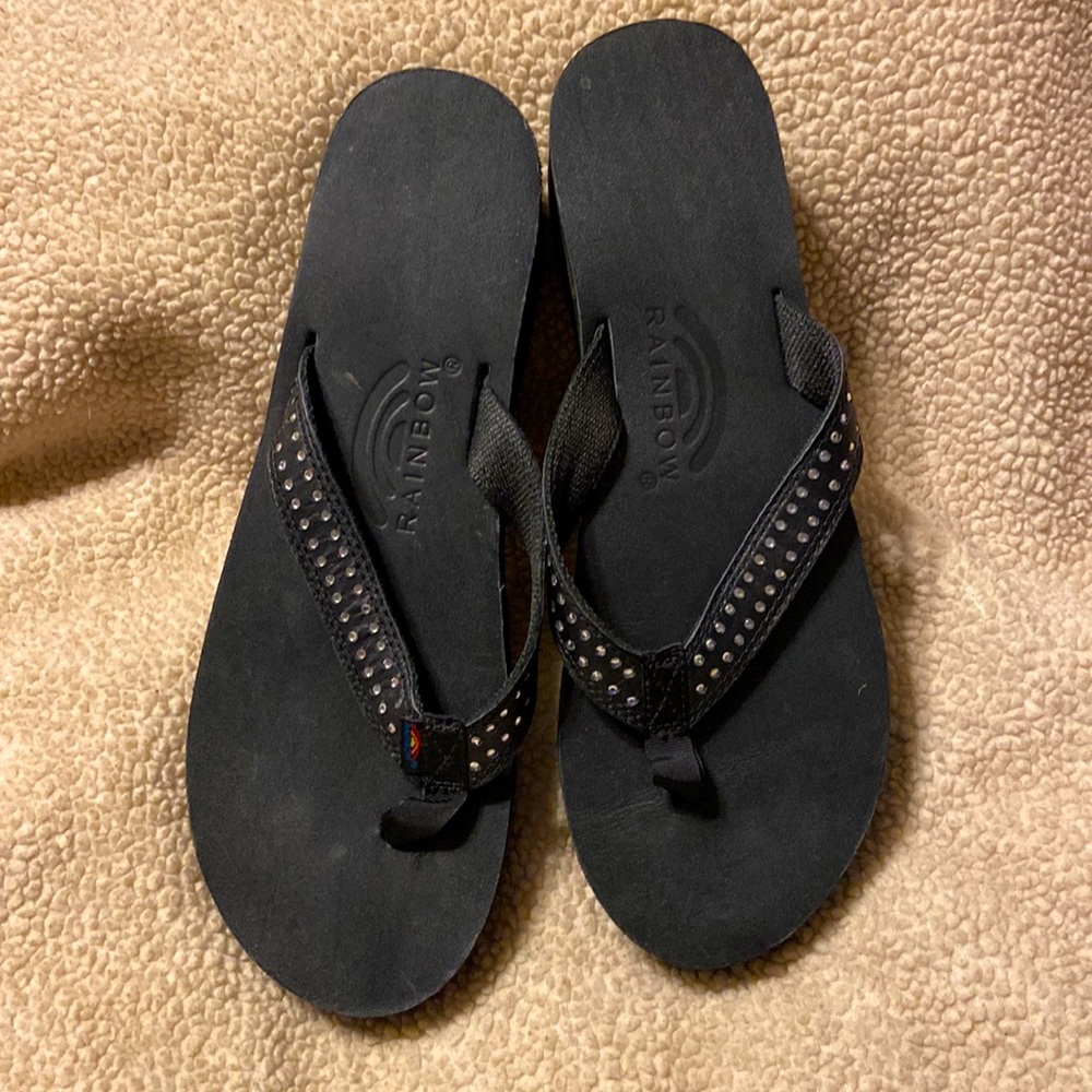 Women's RAINBOW Crystal Platform Flip Flop Sandal (EUC)